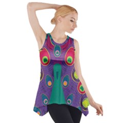 Peacock Bird Animal Feathers Side Drop Tank Tunic by Amaryn4rt