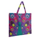 Peacock Bird Animal Feathers Zipper Large Tote Bag View2