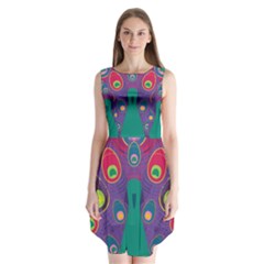 Peacock Bird Animal Feathers Sleeveless Chiffon Dress  