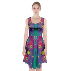 Peacock Bird Animal Feathers Racerback Midi Dress