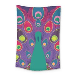 Peacock Bird Animal Feathers Small Tapestry by Amaryn4rt