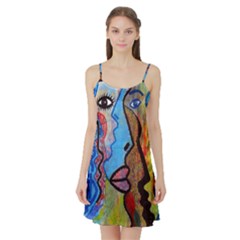 Graffiti Wall Color Artistic Satin Night Slip by Amaryn4rt