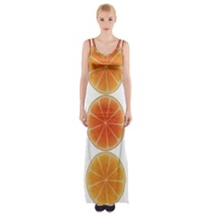 Orange Discs Orange Slices Fruit Maxi Thigh Split Dress by Amaryn4rt