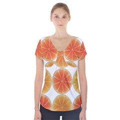 Orange Discs Orange Slices Fruit Short Sleeve Front Detail Top