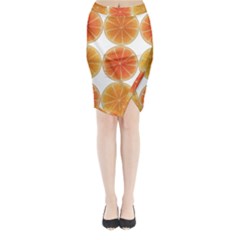 Orange Discs Orange Slices Fruit Midi Wrap Pencil Skirt