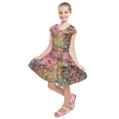 Texture Background Spring Colorful Kids  Short Sleeve Dress