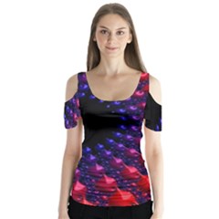 Fractal Mathematics Abstract Butterfly Sleeve Cutout Tee 