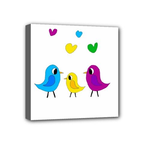 Bird Family Mini Canvas 4  X 4  by Valentinaart