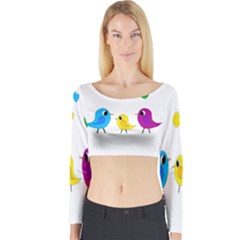 Bird Family Long Sleeve Crop Top by Valentinaart