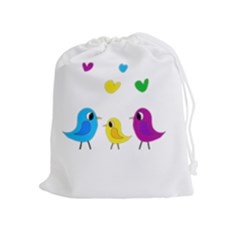 Bird Family Drawstring Pouches (extra Large) by Valentinaart