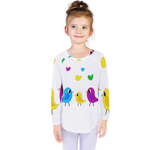 Bird Family Kids  Long Sleeve Tee by Valentinaart