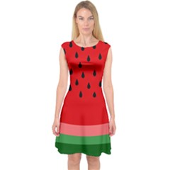 Watermelon  Capsleeve Midi Dress