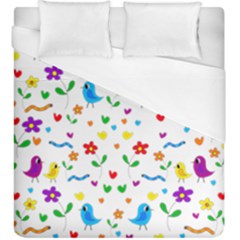 Cute Birds And Flowers Pattern Duvet Cover (king Size)