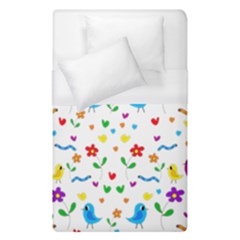 Cute Birds And Flowers Pattern Duvet Cover (single Size)