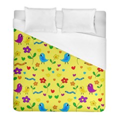 Yellow Cute Birds And Flowers Pattern Duvet Cover (full/ Double Size)