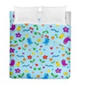 Blue cute birds and flowers  Duvet Cover Double Side (Full/ Double Size) View1