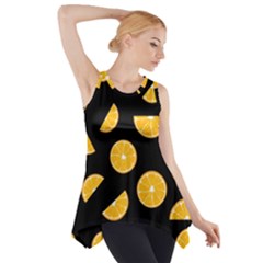 Oranges Pattern - Black Side Drop Tank Tunic by Valentinaart