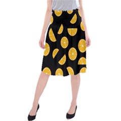 Oranges Pattern - Black Midi Beach Skirt by Valentinaart