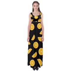 Oranges Pattern - Black Empire Waist Maxi Dress by Valentinaart