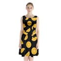 Oranges pattern - black Sleeveless Chiffon Waist Tie Dress View1