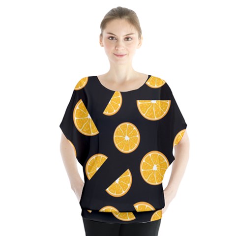 Oranges Pattern - Black Blouse by Valentinaart