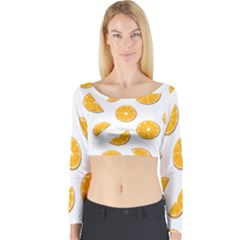 Oranges Long Sleeve Crop Top by Valentinaart