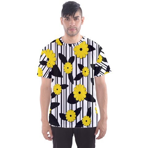 Yellow Floral Pattern Men s Sport Mesh Tee by Valentinaart