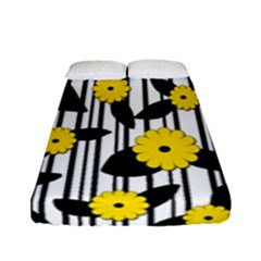 Yellow Floral Pattern Fitted Sheet (full/ Double Size) by Valentinaart