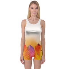 Autumn Leaves Colorful Fall Foliage One Piece Boyleg Swimsuit by Amaryn4rt