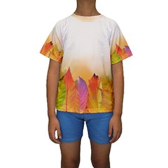 Autumn Leaves Colorful Fall Foliage Kids  Short Sleeve Swimwear by Amaryn4rt