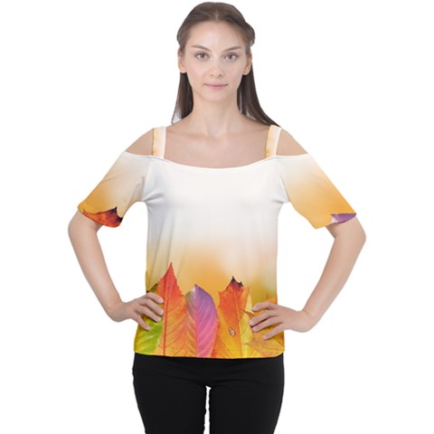 Autumn Leaves Colorful Fall Foliage Women s Cutout Shoulder Tee by Amaryn4rt