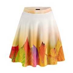 Autumn Leaves Colorful Fall Foliage High Waist Skirt by Amaryn4rt