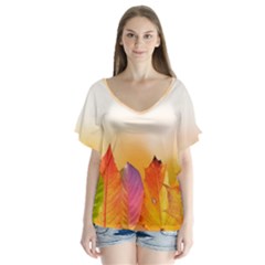 Autumn Leaves Colorful Fall Foliage Flutter Sleeve Top