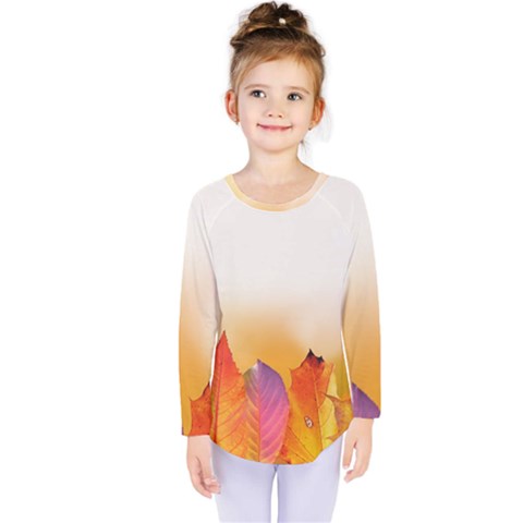 Autumn Leaves Colorful Fall Foliage Kids  Long Sleeve Tee by Amaryn4rt