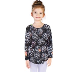 Blackberries Background Black Dark Kids  Long Sleeve Tee