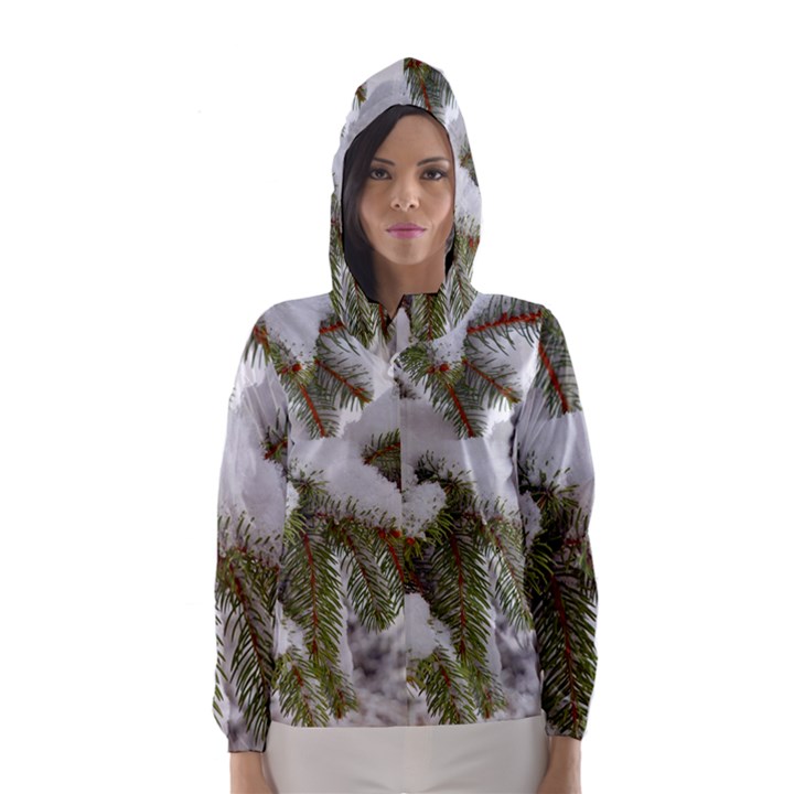 Brad Snow Winter White Green Hooded Wind Breaker (Women)