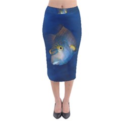 Fish Blue Animal Water Nature Velvet Midi Pencil Skirt