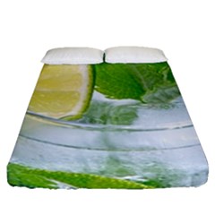 Cold Drink Lime Drink Cocktail Fitted Sheet (queen Size)