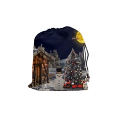 Christmas Landscape Drawstring Pouches (medium)  by Amaryn4rt