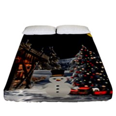 Christmas Landscape Fitted Sheet (california King Size) by Amaryn4rt