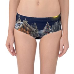 Christmas Landscape Mid-waist Bikini Bottoms by Amaryn4rt