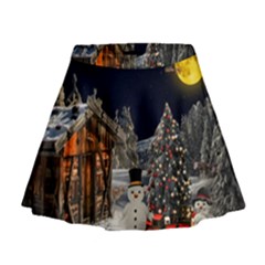 Christmas Landscape Mini Flare Skirt by Amaryn4rt