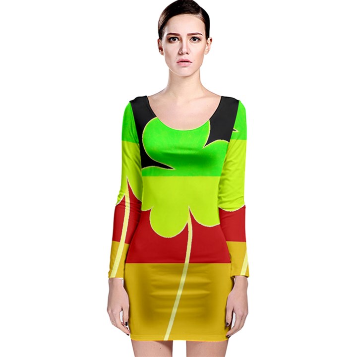 Irish German Germany Ireland Funny St Patrick Flag Long Sleeve Bodycon Dress