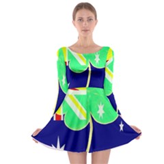 Irish Australian Australia Ireland Shamrock Funny St Patrick Flag Long Sleeve Skater Dress