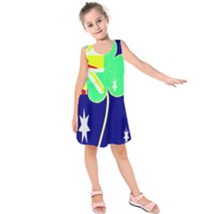 Irish Australian Australia Ireland Shamrock Funny St Patrick Flag Kids  Sleeveless Dress by yoursparklingshop