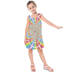 Color Background Structure Lines Kids  Sleeveless Dress