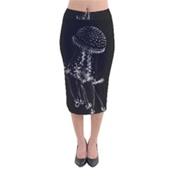 Jellyfish Underwater Sea Nature Velvet Midi Pencil Skirt