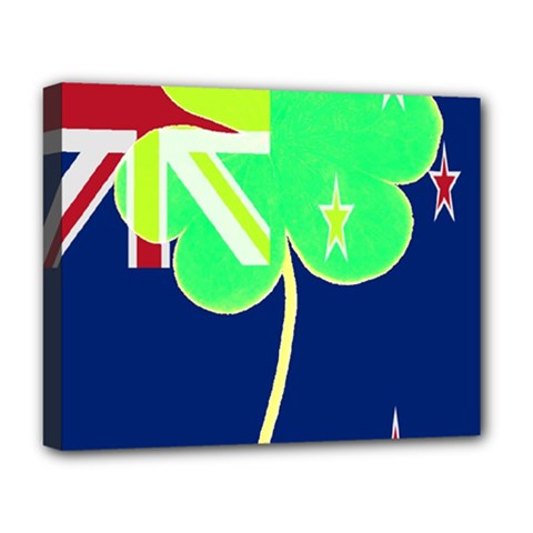 Irishshamrock New Zealand Ireland Funny St Patrick Flag Deluxe Canvas 20  X 16   by yoursparklingshop