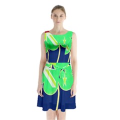 Irish Shamrock New Zealand Ireland Funny St  Patrick Flag Sleeveless Chiffon Waist Tie Dress