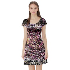 Mosaic Colorful Abstract Circular Short Sleeve Skater Dress by Amaryn4rt